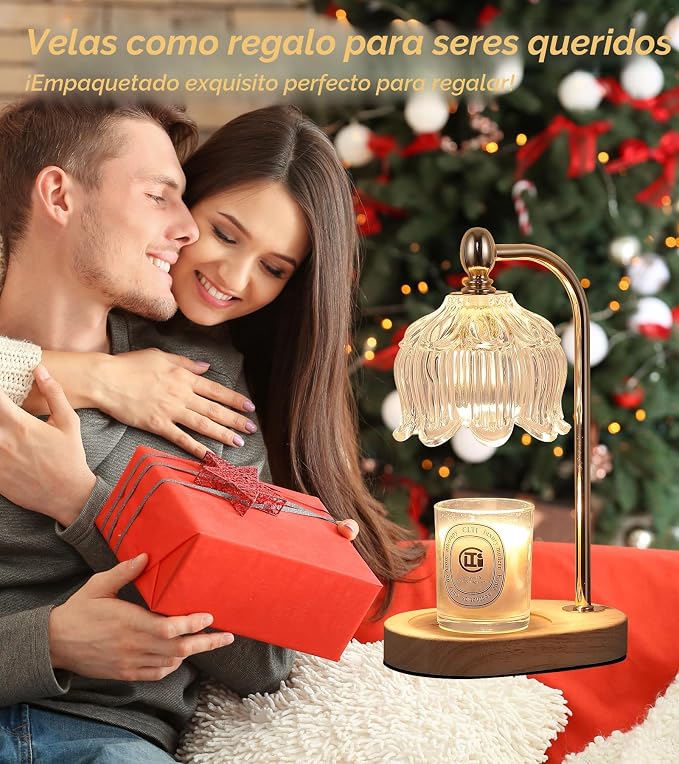 Lámpara Calentadora de Velas MEIXISUE Dorada con Timer y Dimmer – 2 Bombillas | Decoración Hogar