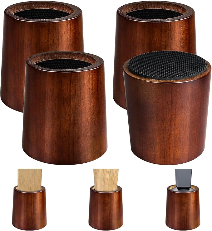 INCOMPLETO: A Una Pieza le Falta una Malla - Elevadores de Muebles para Cama Circulares de Madera 4 Pulgadas Servicio Pesado