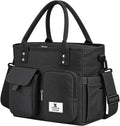 Bolsa térmica grande para el almuerzo Hafmall para hombres y mujeres, fiambrera a prueba de fugas para adultos, bolsa de almuerzo de amplia apertura con correa para el hombro, bolsa térmica reutilizable para el almuerzo, color negro