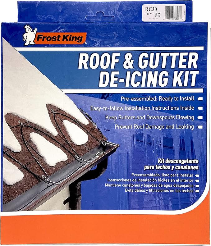 Frost King Kit de Cable Eléctrico para Techo 120V 800W 160 Pies — Prevención de Hielo y Nieve, Negro