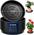 AKODENORA Paquete de 10 bandejas de goteo para plantas, platillos de plástico resistente de 25 cm (10 pulgadas), platillos para macetas a granel, platos para plantas más profundos de 3,8 cm (1,5 pulgadas) para recoger el agua, platillos duraderos para