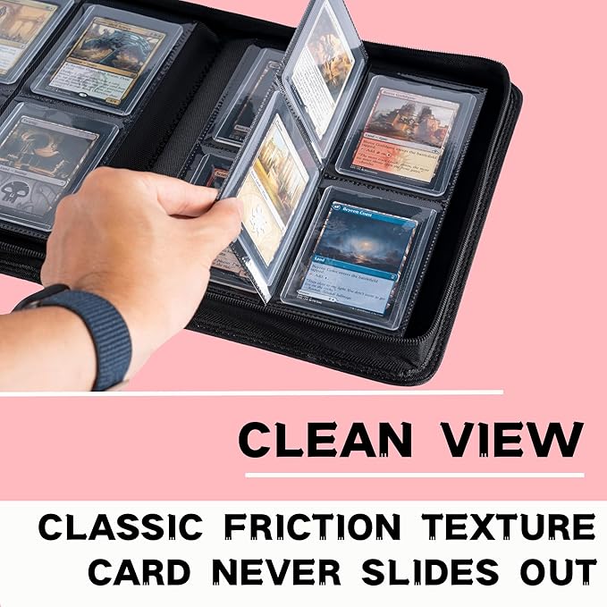 Carpeta Toploader, Capacidad para 128+ Toploaders, Estuche de Almacenamiento de Tarjetas con 4 Bolsillos Top Loader, Bolsillos de Doble Cara para cartas coleccionables