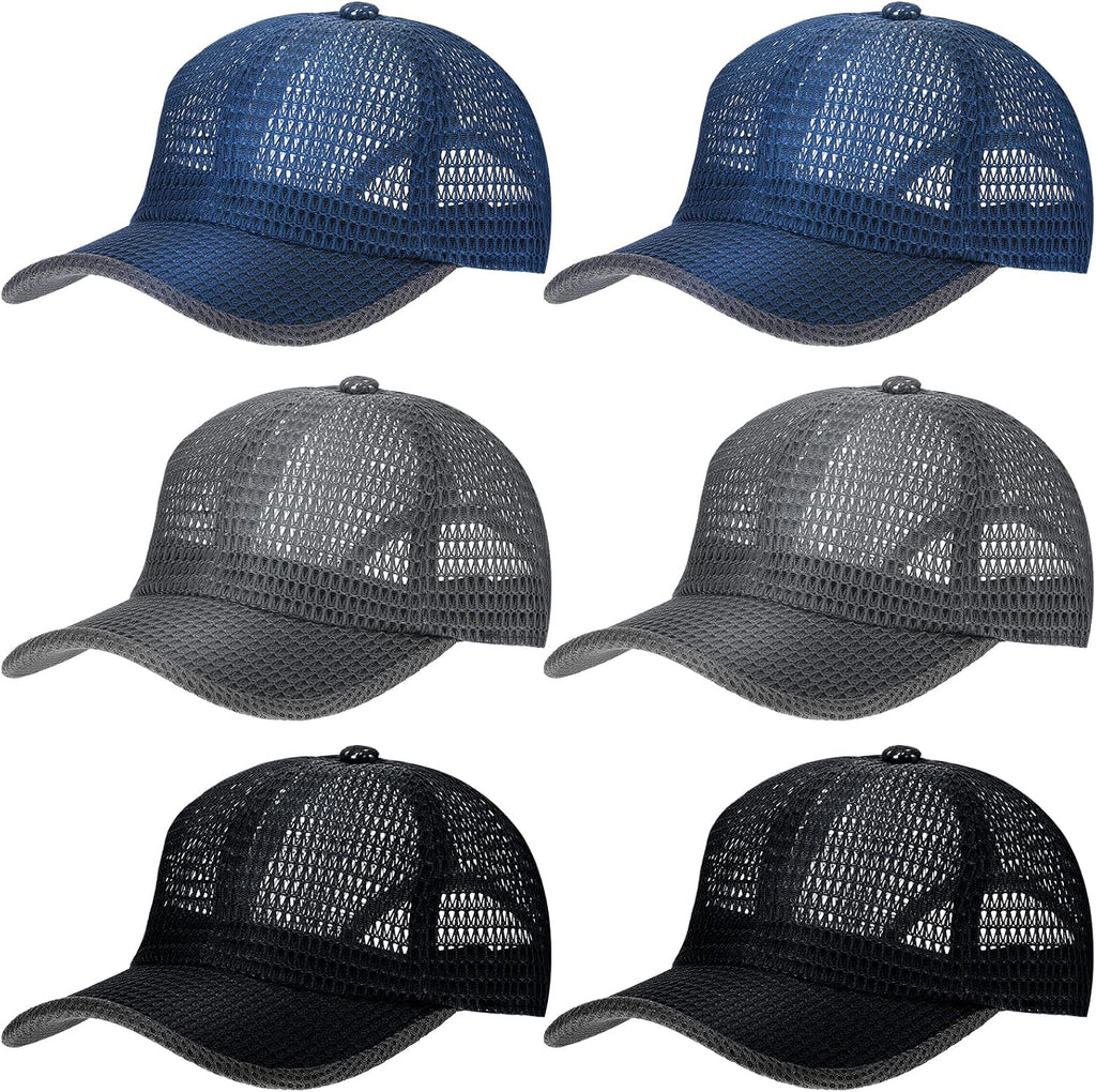 Handepo 6 gorras de béisbol de malla transpirable para verano, estilo camionero, para hombres y mujeres, ideales para deportes al aire libre y correr. Gorras ligeras y refrescantes.