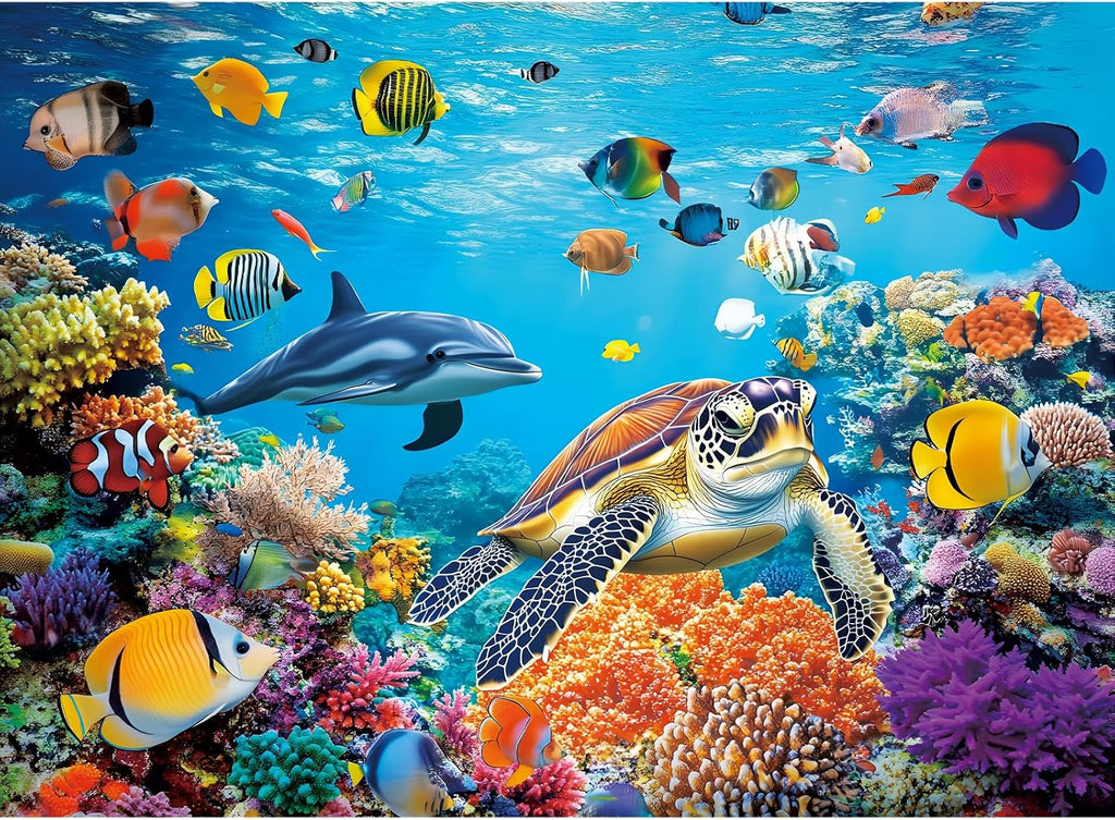 Rompecabezas de 300 piezas del mundo submarino para adultos, rompecabezas de tortuga marina de 300 piezas de cartón reciclado para adultos, juego desafiante para la familia, regalo de decoración para el hogar, juguete para adolescentes, niños y adultos