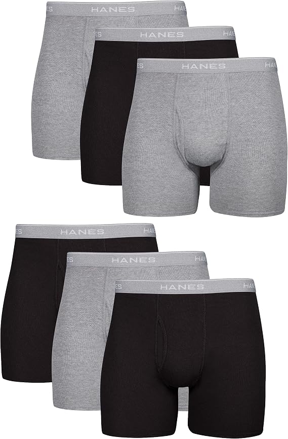 TALLA S-Calzoncillos bóxer Hanes Cool Dri sin etiqueta para hombre con cintura Comfort Flex, paquete de 6