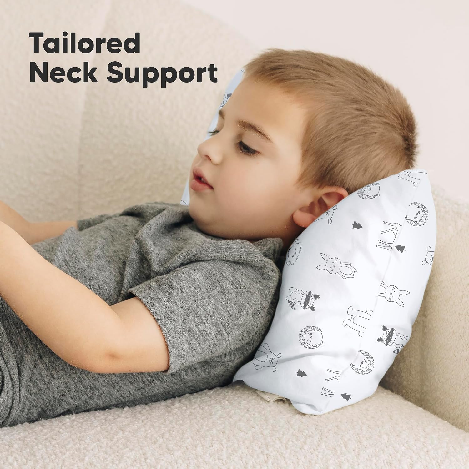 Almohada para niños pequeños con funda - 10x18 My Little Dreamy Almohada de viaje para niños pequeños para dormir, funda de almohada pequeña de algodón orgánico, suave y transpirable, lavable