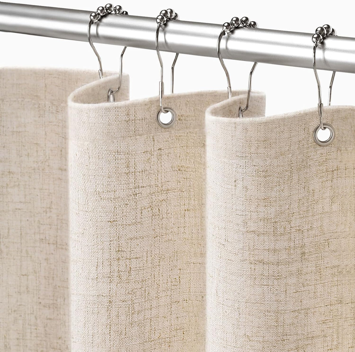 XOGUIBO Cortina de Baño de Lino Beige 183x190cm | Tela Boho Farmhouse Algodón Natural con Liner