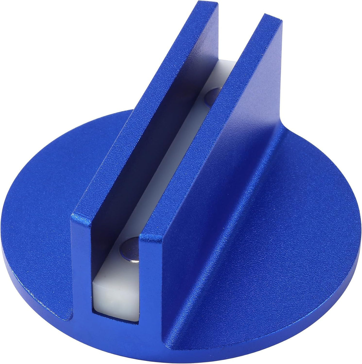 Almohadilla universal de aluminio ranurada para gato hidráulico – Soporte magnético para gato y protector de riel de chasis ranurado grande para automóviles, SUV, camiones y camionetas – Adaptador de gato hidráulico de alta resistencia, azul