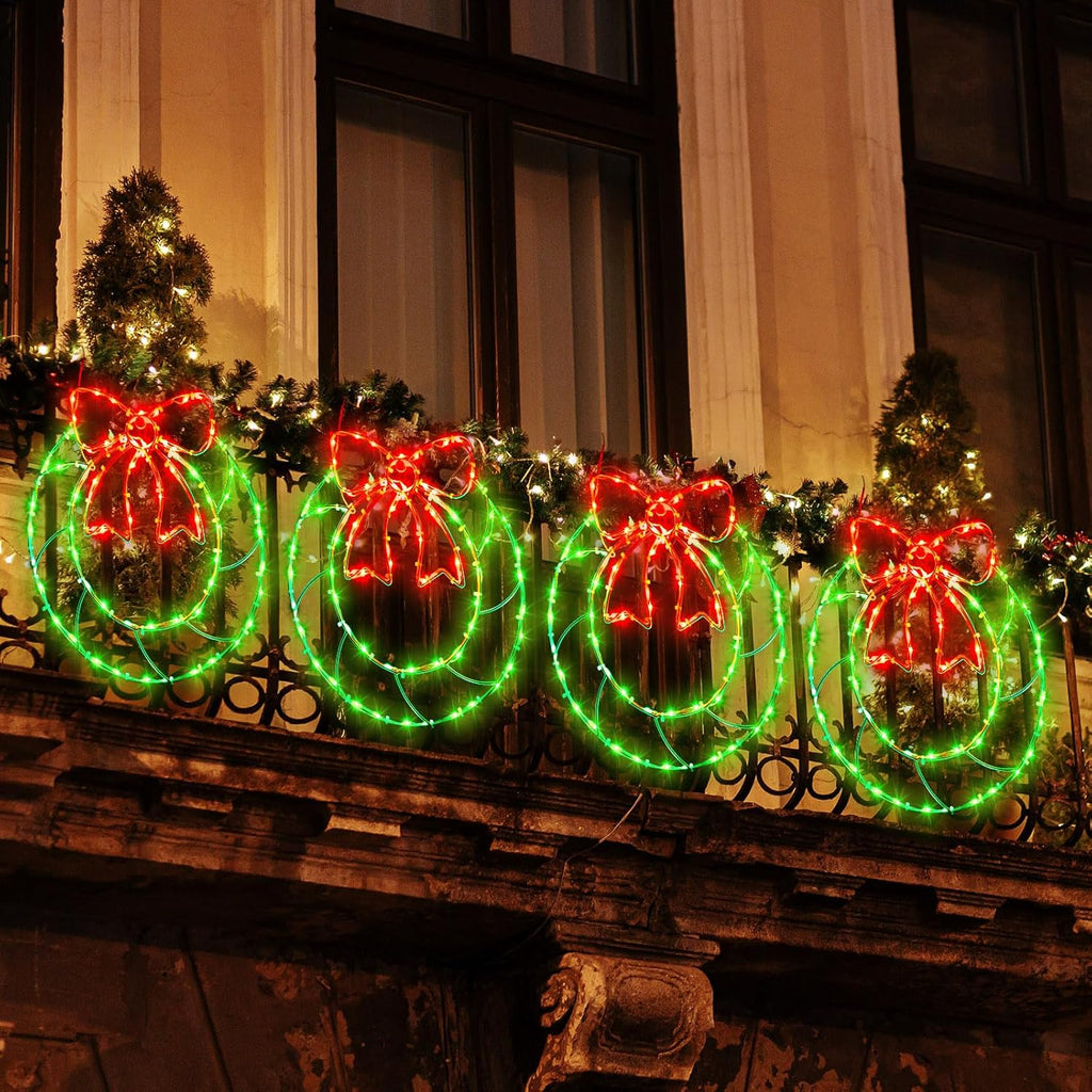 Glooglitter 4 Siluetas Navideñas LED para Ventana – 80 LEDs, 8 Modos, Control Remoto y USB