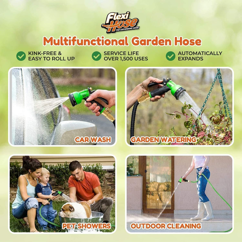 Flexi Hose Manguera de jardín expandible con boquilla de 8 funciones