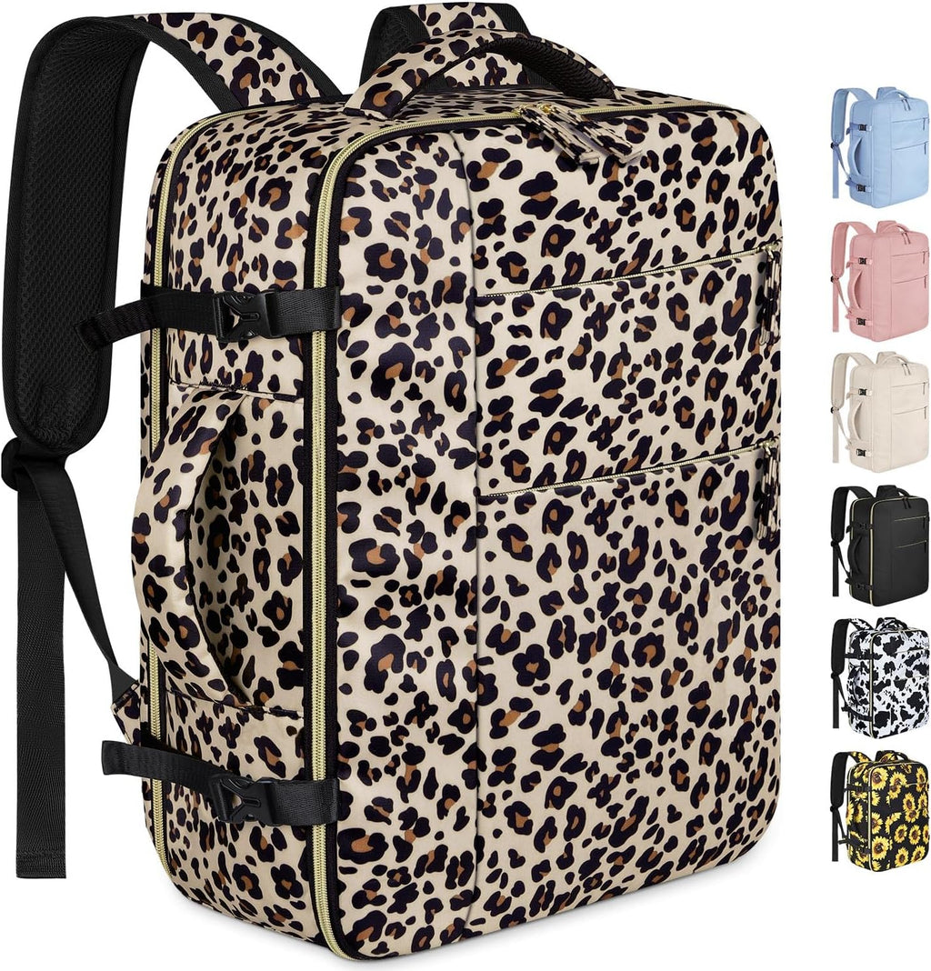 Capolo Travel Backpack for Women Men Waterproof Laptop Backpack Airlines Approved Carry On Backpack Bag Computer Bags for Business, Work, Traveling Fits 15.6 Inch Laptop(Leopard)
