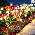 Pack de 3 Luces Solares de Jardín 2 en 1 – Flores de Lirio con Luciérnagas Oscilantes | Colores: Morado, Blanco, Verde y Blanco Rosado