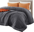 Edredón Bedsure GentleSoft Queen Size 88x88 Pulgadas Gris Oscuro – Relleno Alternativo al Down, Todas las Temporadas, 8 Presillas