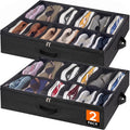 Organizador de zapatos Lifewit para debajo de la cama, paquete de 2 (12 compartimentos para zapatos), caja de tela de 10,9 cm de altura con tapa transparente, bolsa de almacenamiento plegable con 2 asas, con capacidad para entre 12 y 24 pares.
