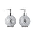 COLOR TURQUESA-WHOLE HOUSEWARES Dispensador de Jabon de Vidrio Mosaico | Botella de Locion para Bano Cocina Bomba de Plastico Cromado 414ml Set de 2 Turquesa