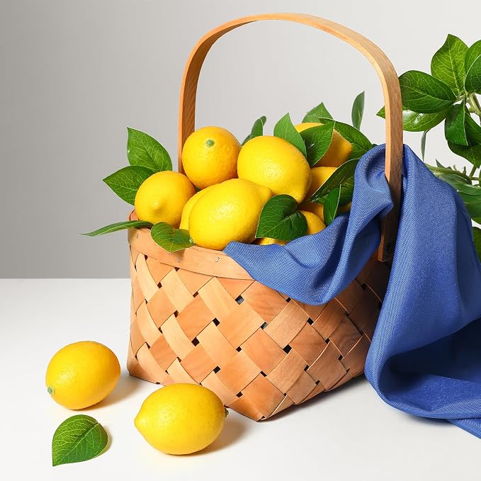 12 limones artificiales – Limones amarillos artificiales realistas para decoración de cocina, frutero, fiesta de limonada, accesorios de fotos y decoración de mesa de verano – Fruta sintética realista para el hogar y eventos