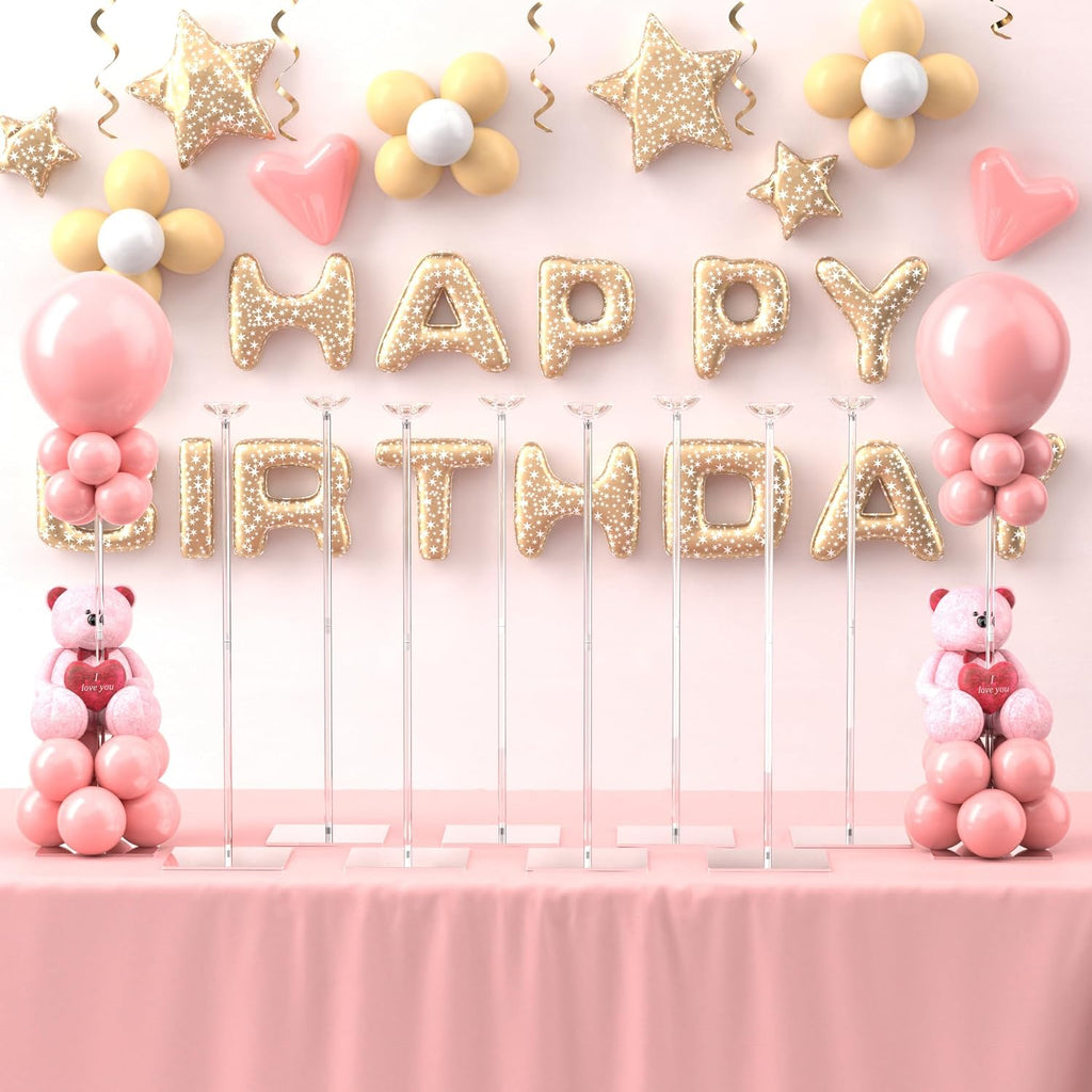 Kit de 4 soportes de mesa para globos de acrílico transparente Toosci, soporte de mesa para globos de 60 cm con base, soporte para varillas de globos para decoración de bodas, baby showers y fiestas de cumpleaños.