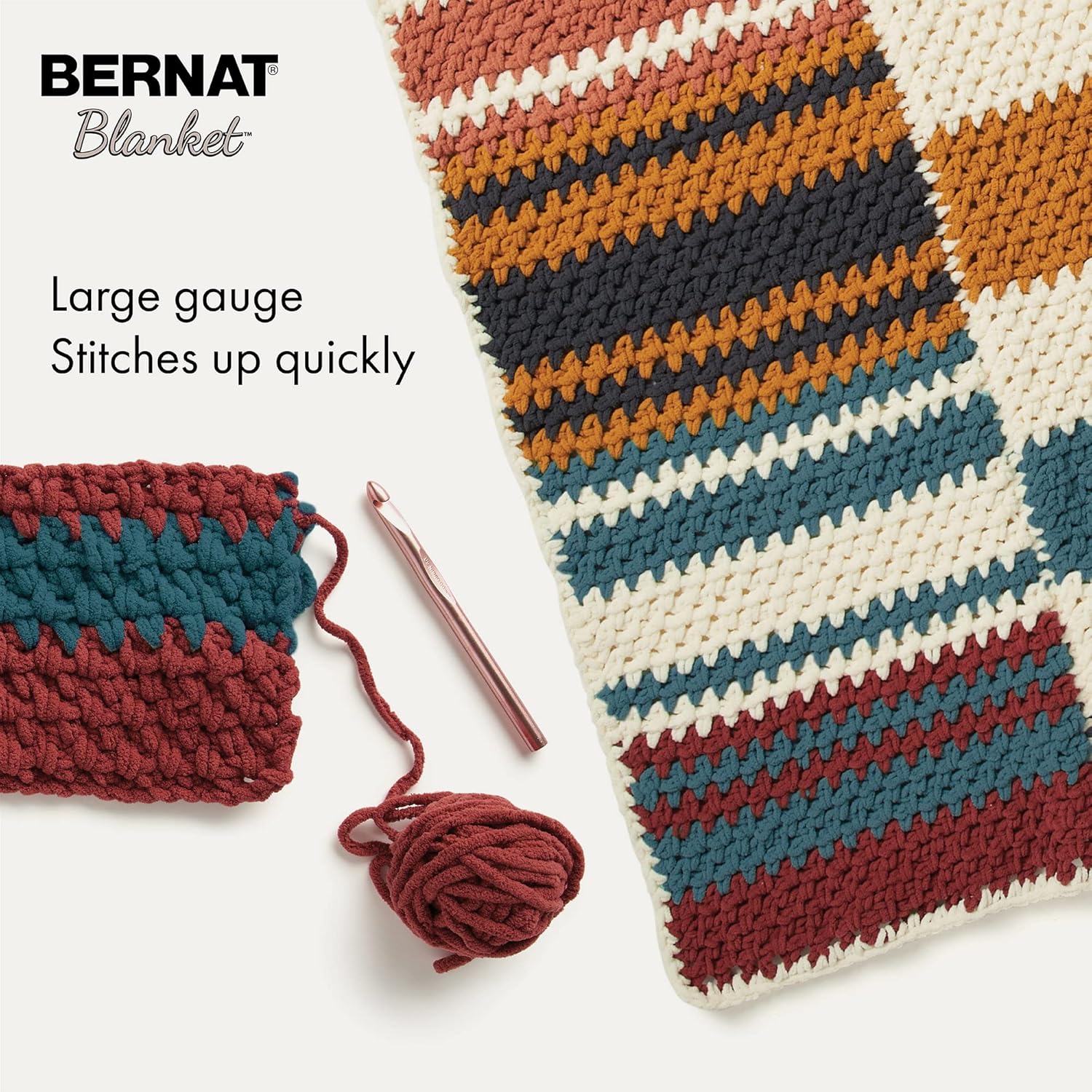 Bernat Blanket Burnt Mustard Yarn - Ovillo de lana de 10.5 onzas, poliéster, súper voluminoso, 220 yardas, tejido/ganchillo