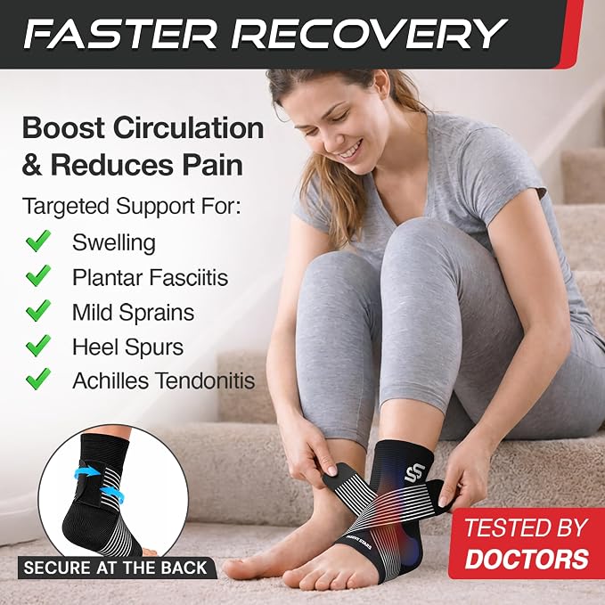 Tobillera Sleeve Stars para Mujeres y Hombres, Vendaje de Tobillo para Esguince de Tobillo, Manga de Compresión para Alivio de Fascitis Plantar, Soporte Fácilmente Personalizable: con Correa Removible