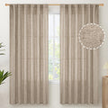Cortinas de Lino Semitransparentes Avena Oscuro 52x72 Pulgadas – 2 Paneles Back Tab y Rod Pocket Estilo Farmhouse | YoungsTex