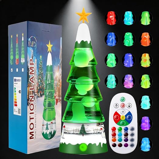 Lámpara Líquida LampGreen 30cm – Árbol de Navidad con 15 Colores y Control Remoto