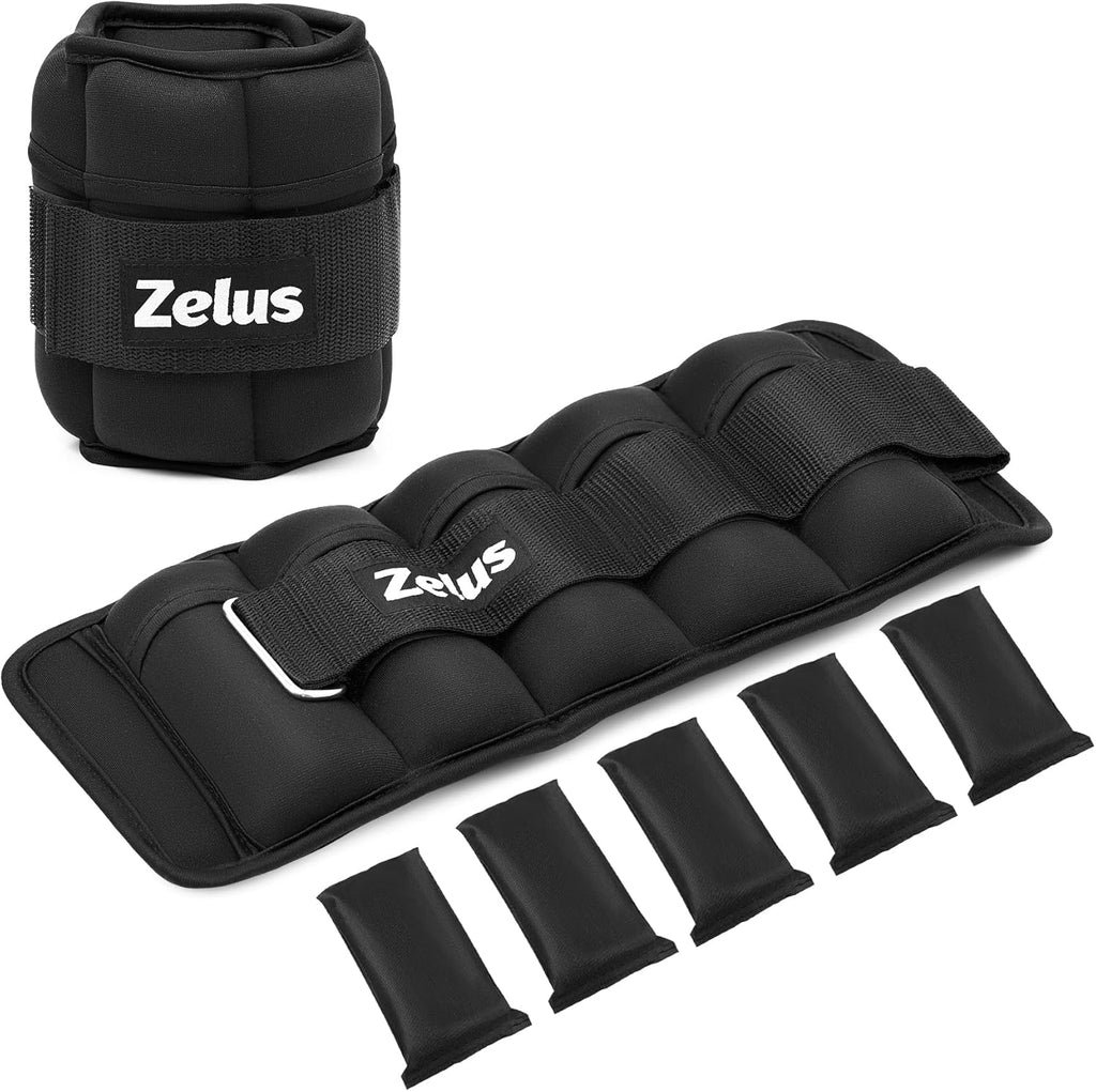 Pesas de Tobillo Ajustables ZELUS Par – 2 a 10 lb con Sacos Removibles | Para Gimnasio, Yoga, Trote y Caminata