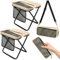 OrbitShell Paquete de 2 taburetes plegables portátiles, silla plegable de bolsillo, taburete plegable para acampar para adultos, mochila, asientos de exterior con reposapiés, para viajes, caza, pesca, senderismo y jardinería - Grande, color caqui