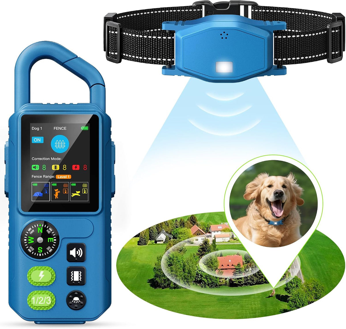 Valla Inalámbrica 5 en 1 para Perros PetChums – 120 m, Control Remoto 1000 m