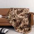 Manta Sherpa Reversible Piel de Conejo Sintética KORBLISS — Tie-Dye Blanco/Taupe 50x60"