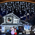 Luces de carámbano de 30 m y 1216 LED para exteriores, luces navideñas blancas para casa, patio, porche, jardín, decoración navideña exterior, luces colgantes impermeables con destellos durante todo el año. 