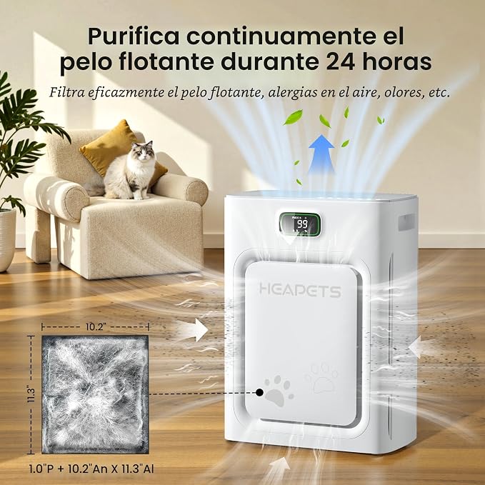 Purificador de aire para mascotas para el hogar, habitación grande, 2500 pies cuadrados, filtro lavable HEPA H13 de doble cara, filtro de aire para pelo de mascotas, caspa, olor, alergias, polvo, humo