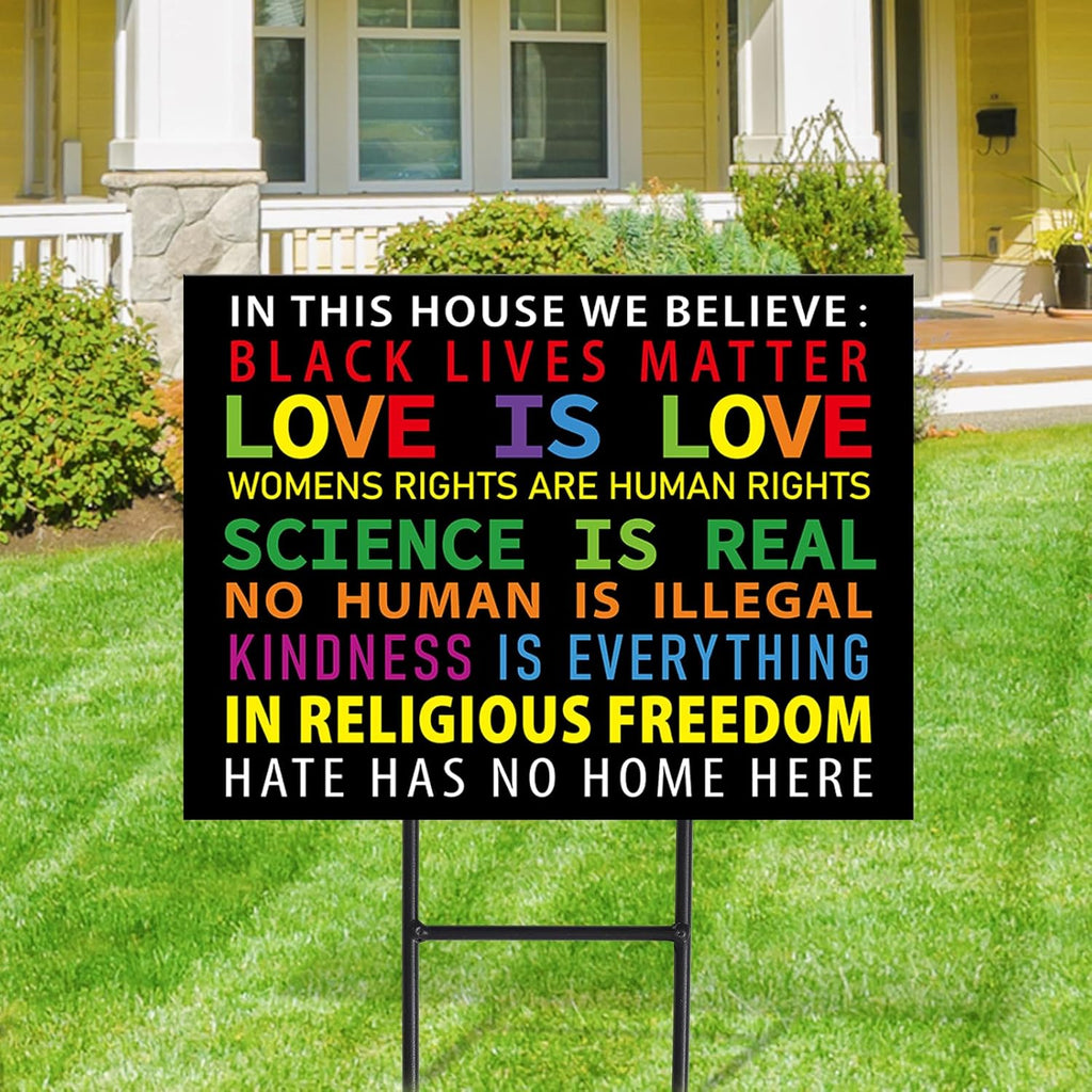 Estacas Decorativas de Metal para Jardín FYSUIMU Pride | In This House We Believe, Love is Love, BLM, Decoración Exterior