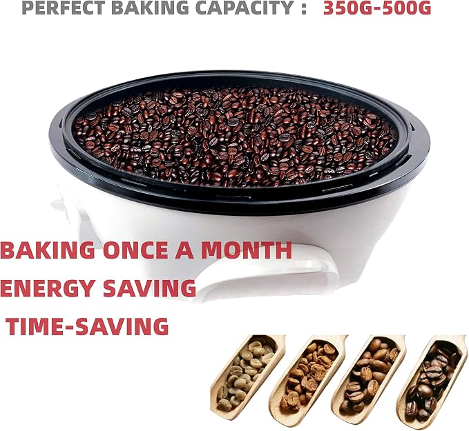 Tostadora eléctrica de granos de café de 500 g con temporizador, 0-240 °C, antiadherente para uso doméstico y en cafeterías.