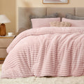 Juego de edredón doble de felpa BEDELITE - Ropa de cama rosa súper suave y cálida, juego de cama de lujo mullido y pesado para invierno con 1 funda de almohada