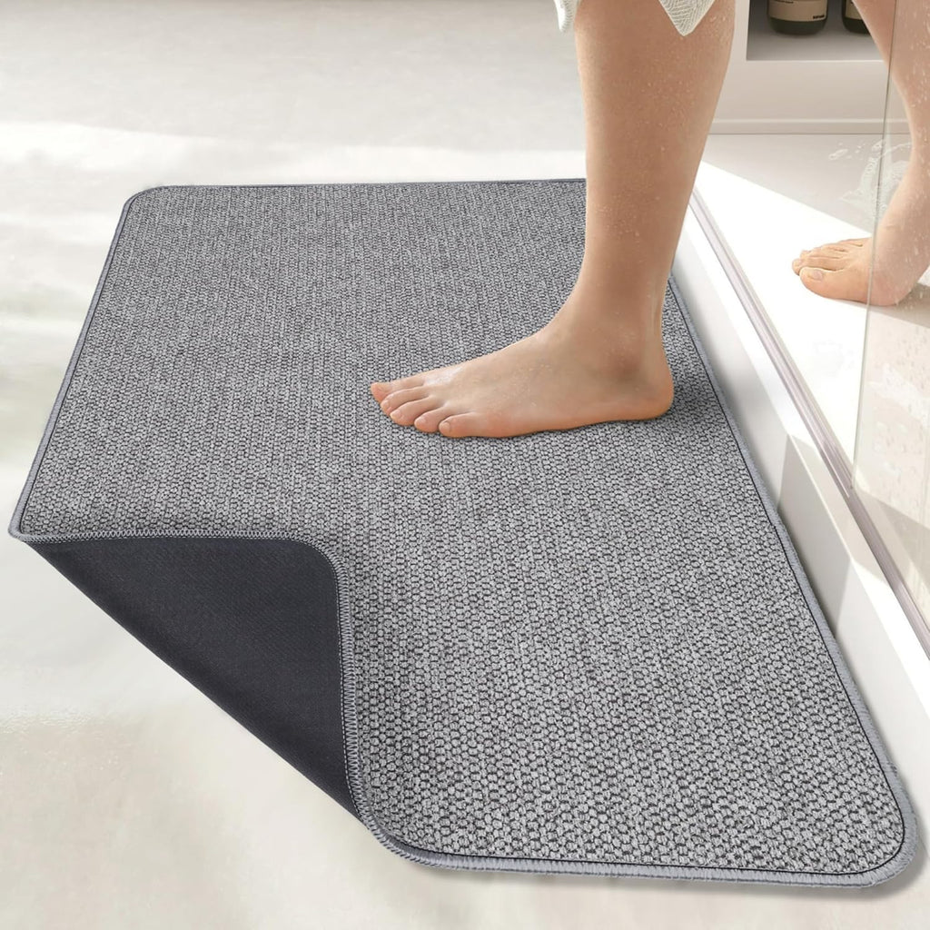 Alfombrilla de baño, alfombras de baño ultrafinas, alfombrillas de baño de goma para baño, alfombras de baño antideslizantes, de secado rápido, lavables a máquina, de pelo corto, absorbentes, para ducha exterior, lavabo (17x27 pulgadas)