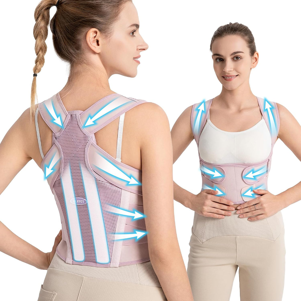 Corrector de Postura NLNYCT para Mujer | Faja de Espalda 2 en 1 con Soporte de Hombros | Ajustable para Joroba, Escoliosis y Alineacion de Columna | Talla S/M