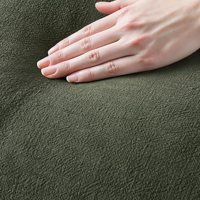 Fundas de almohada MIULEE estilo bohemio campestre, fundas decorativas de lino neutro, juego de 2 fundas de cojín verde oliva oscuro con flecos para sofá, cama, sala de estar, decoración de primavera para el hogar, 45 x 45 cm.