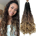 Sin Accesorios Extra – Goddess Trenzas de Caja Rizada Ganchillo 3X Ondulado Marrón Degradado 18 Pulgadas Extensión Cabello Sintético