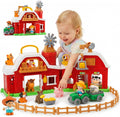 Set de Granja 15 Piezas | Establo Grande con Animales para Ninos Pequenos | Juguetes Montessori de Aprendizaje | Animales de Juego con Tractor | Regalo 18 Meses a 2 Anos