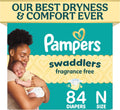 Pañales Pampers Swaddlers para recién nacidos, talla 0, paquete de 84 unidades
