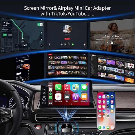 Adaptador CarPlay Inalámbrico 3 en 1 para iPhone | Convierte CarPlay con Cable a Inalámbrico | AirPlay + Mirror Link | Sin Latencia | USB-C | iOS 10+