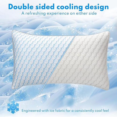 Almohadas de cama refrescantes tamaño Queen – Juego de 2 almohadas alternativas de plumón premium para dormir de lado, espalda y boca abajo – Calidad de hotel suave relleno de microfibra suave transpirable agradable al tacto