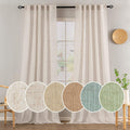 Cortinas MIULEE de Lino Natural Blanco 90 pulgadas | Set de 2 Paneles para Dormitorio y Sala | Textura Gruesa Semi Transparente con Filtrado de Luz | Bolsillo y Barra Trasera | Estilo Farmhouse | Marfil