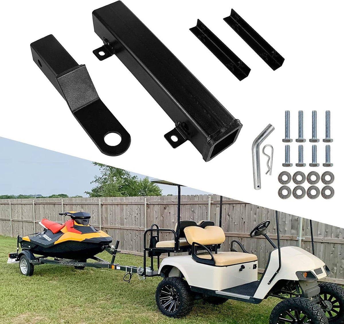 Enganche de Remolque para Carrito de Golf con Receptor de 2 Pulgadas | Compatible con Club Car, EZGO y Yamaha