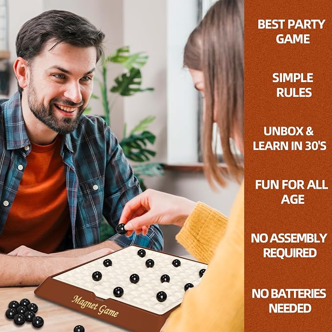 Juego Magnético, Juegos de Mesa para Adultos y Niños con Tablero de Almacenamiento, Juegos Familiares para Niños y Adultos, Juego Magnético de Ajedrez para Noche de Juegos Familiares, 2-4 Jugadores