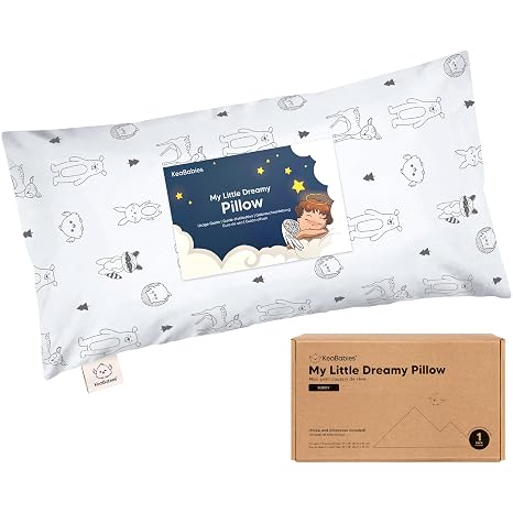 Almohada para niños pequeños con funda - 10x18 My Little Dreamy Almohada de viaje para niños pequeños para dormir, funda de almohada pequeña de algodón orgánico, suave y transpirable, lavable