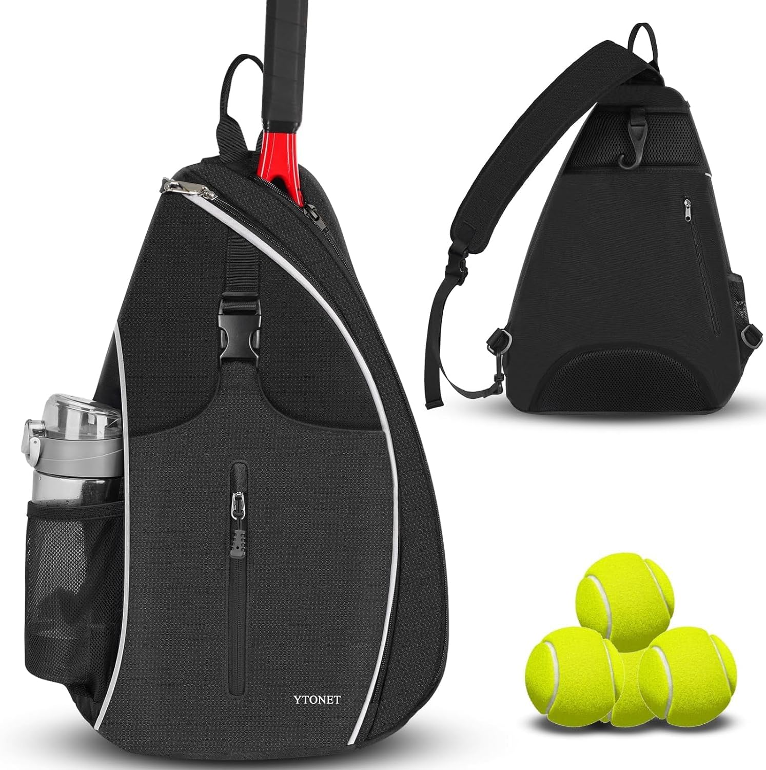 Bolsa de tenis Ytonet, mochila bandolera de tenis resistente al agua para hombres y mujeres, compatible con raquetas de bádminton y pickleball. 