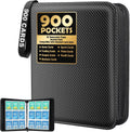 Carpeta para tarjetas de 9 bolsillos, 900 bolsillos, tarjetero compatible con tarjetas de juegos, regalo para niñas, álbum para tarjetas coleccionables, estuche para guardar photocards, grande, negro.