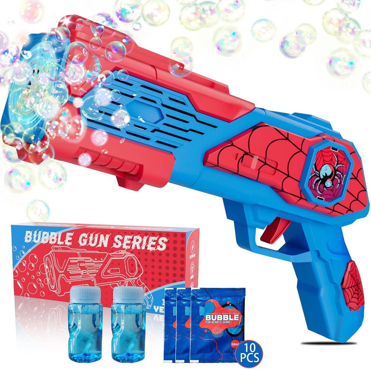Pistola de burbujas para niños: Juguetes para niños de 3 años en adelante, juguetes para niños de 4 a 6 años, juguetes para exteriores para niños pequeños de 3 a 5 años, regalos de Pascua, verano, bodas, recuerdos de fiestas, Halloween y cumpleaños.