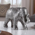 Estatua de elefante plateada de Hebdids - Decoración moderna para el hogar, escultura de resina para estanterías, dormitorios, escritorios, salas de estar (20 cm, plateada)